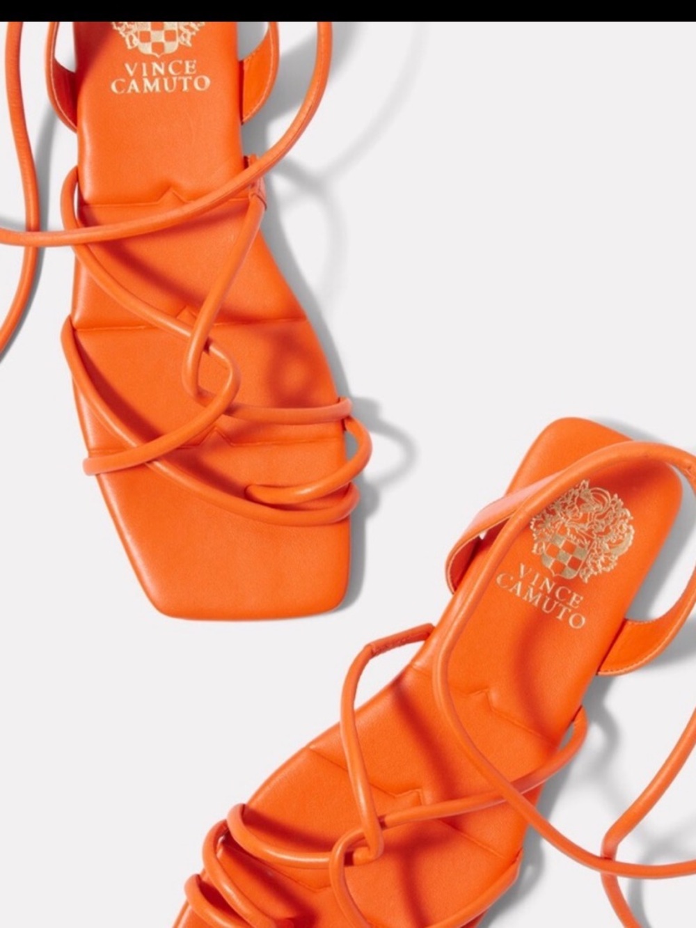 Vince Camuto Bright Orange Lace-Up Strappy Sandals